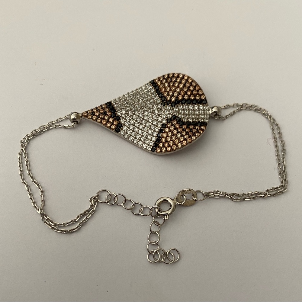 🐆925 Silver leopard bracelet champagne cz stones